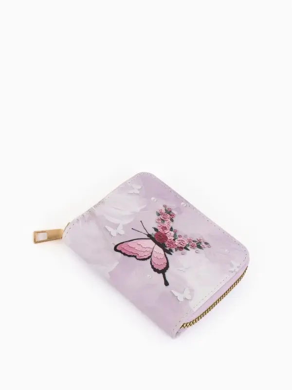 Кошелёк женский на молнии, 8.5&times;2.5&times;10.5 см, розовый