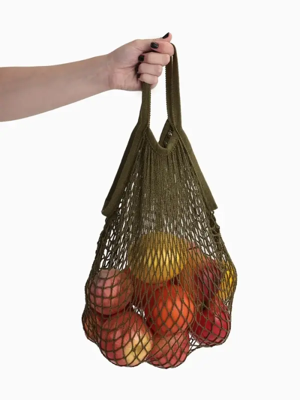 Сумка - авоська плетёная, клетка 1.5 см, зелёная