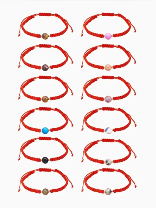 Браслет-оберег &laquo;Красная нить&raquo;, шар №8, цветной в серебре
