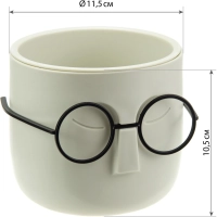 Кашпо СТИВ  D115мм 0,65л со вставкой, белый ротанг, М 3079