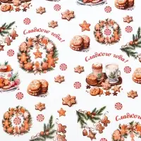 Бумага упаковочная новогодняя "Сладкого года", глянец, 80 г/м2 , 50 х 70 см