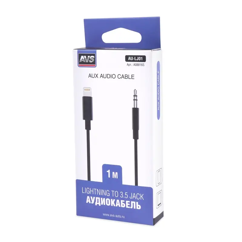 Кабель AVS AU-LJ01 Lightning/3.5 Jack TRS, 1 м (A08816S)