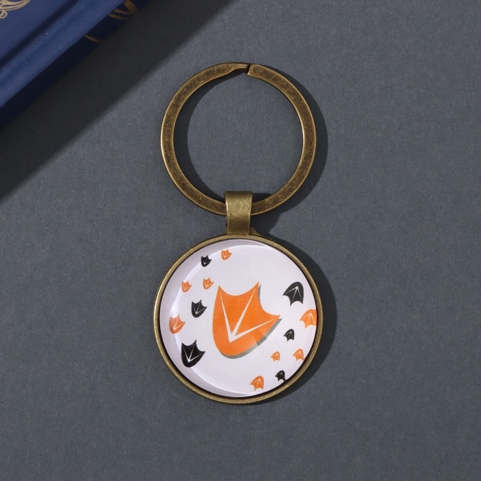 Брелок стекло, металл  Брелок стекло, металл "Круг. Следы утки" d=3 см