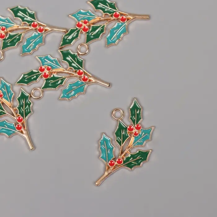 Декор для творчества металл, эмаль Декор для творчества металл, эмаль "Ветка рябины" 3,3х1,9 см