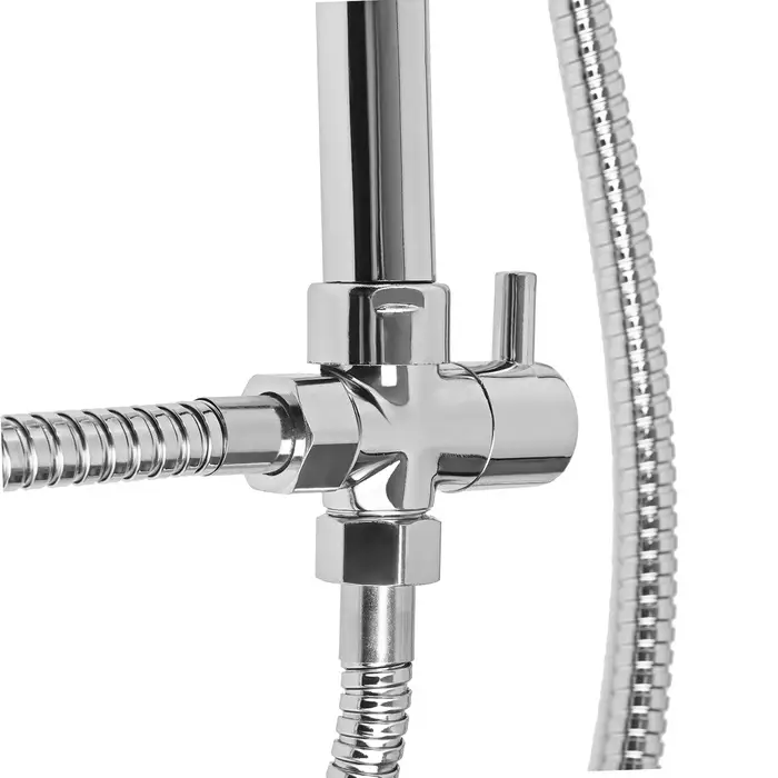 Душевая система ZEIN Z1002, тропическая и ручная лейка, шланги, стойка, мыльница, хром