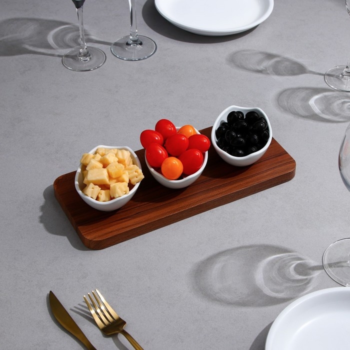 Менажница «Алале», 3 шт:150 мл, деревянное основание, фарфор, Иран Менажница «Алале», 3 шт:150 мл, деревянное основание, фарфор, Иран