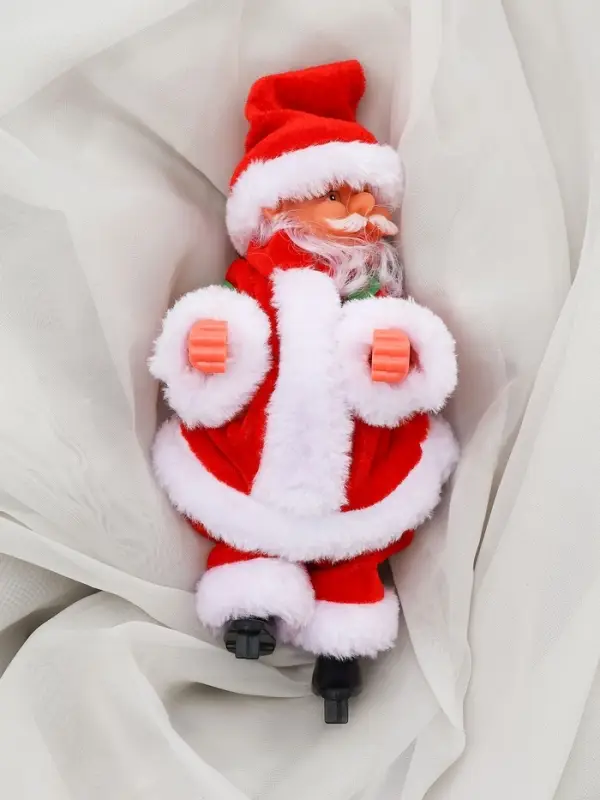 Дед Мороз "С мешком, на лестнице" 20х9 см, 65 см, движение, музыка, красный