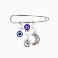 Булавка оберег &laquo;На счастье и удачу&raquo;, 5 см, синяя в серебре