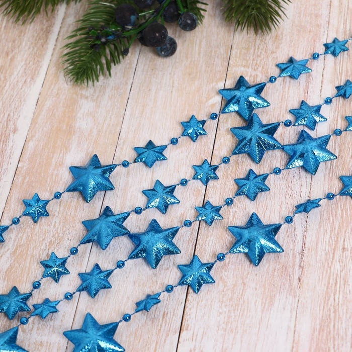 Бусы на ёлку 2,7 м Бусы на ёлку 2,7 м "Рельефные звёзды" микс