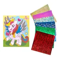 Набор для творчества. Аппликация фольгой "Единорог" размер 138х165 мм (конверт, 6 цв)