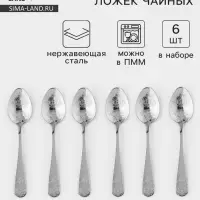 Набор чайных ложек Доляна &laquo;Эмили&raquo;, длина 13.2 см, 6 шт., нержавеющая сталь, серебристый