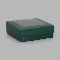 Коробка складная крышка-дно с окном, 15&times;15&times;5 см, армейский зелёный