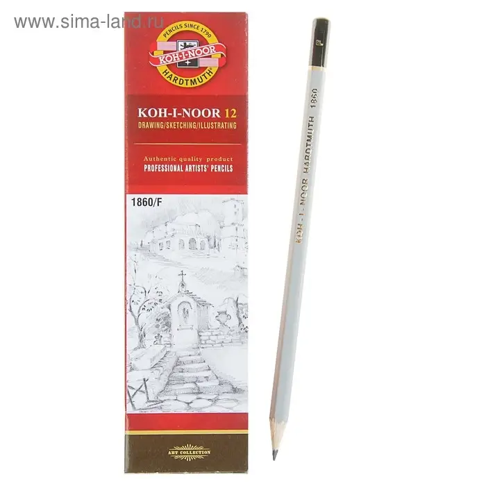 Карандаш чернографитный Koh-I-Noor 1860 F Gold Star, профессиональный Карандаш чернографитный Koh-I-Noor 1860 F Gold Star, профессиональный