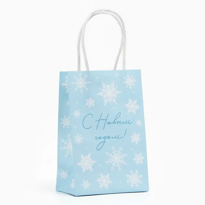 Пакет подарочный новогодний «С Новым годом», снежинки, белый крафт, 15 х 10 х 6 см Пакет подарочный новогодний «С Новым годом», снежинки, белый крафт, 15 х 10 х 6 см