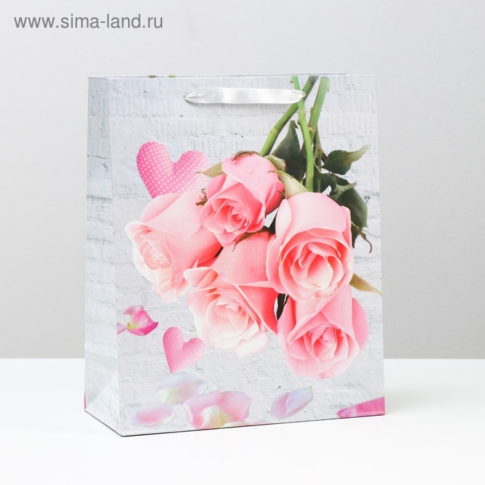 Пакет ламинированный "Букет роз" 26x32x12