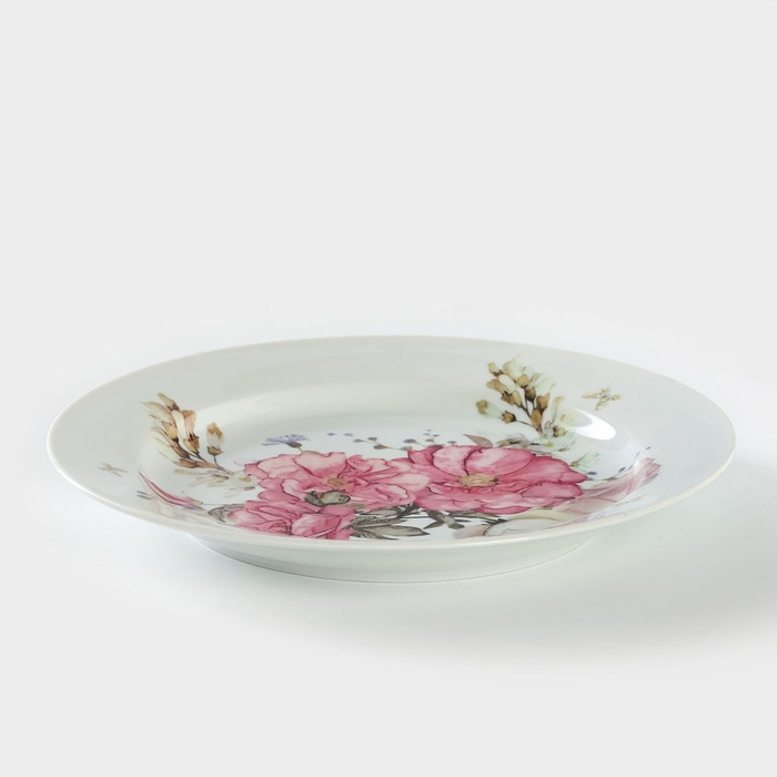 Тарелка фарфоровая «Розовый цветок», d=24 см Тарелка фарфоровая «Розовый цветок», d=24 см