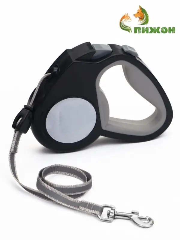 Рулетка &laquo;Пижон&raquo;, 3 м, до 15 кг, трос, светоотражающая, прорезиненная ручка, серая