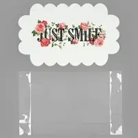 Коробка для печенья, кондитерская упаковка с пластиковой крышкой, голография, Just smile, 10.5&times;21&times;3 см