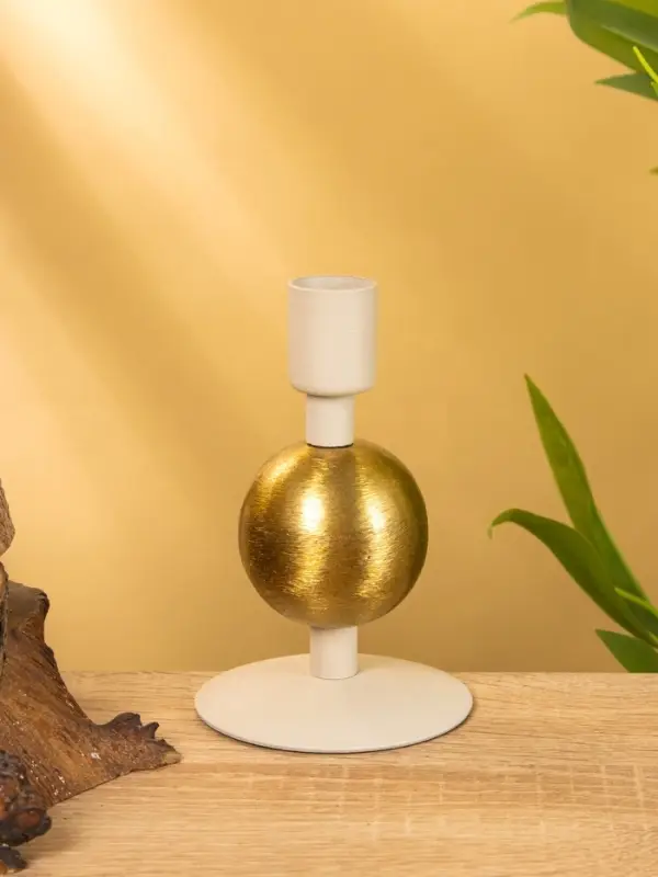 Подсвечник на 1 свечу текстурный "Фисташковый" с 1 сферой 7,5х7,5х11,5 см