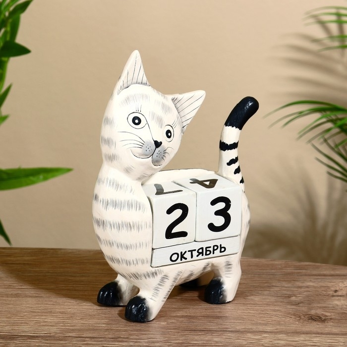 Вечный календарь Вечный календарь "Кошечка" дерево 15х22х6 см