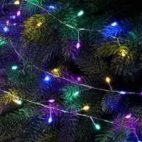 Гирлянда &laquo;Мишура&raquo; 50 м, роса, IP44, серебристая нить, 1500 LED, 8 режимов, свечение мульти, 36 В