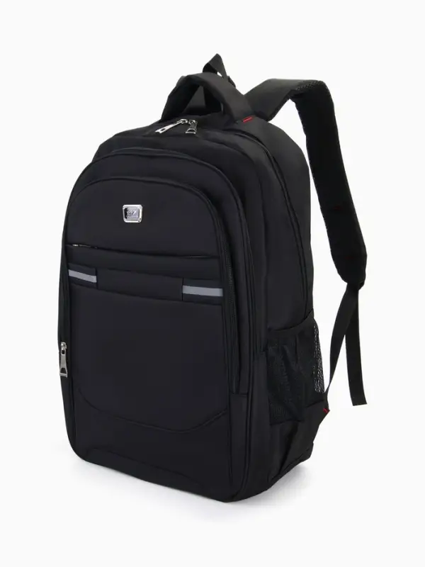 Рюкзак молодёжный, со светоотражающими элементами, 37&times;17&times;54 см, 2 отдела, 4 кармана, чёрный