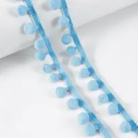 Тесьма декоративная с помпонами, 25 &plusmn; 5 мм, 9.1 &plusmn; 0.5 м, цвет голубой