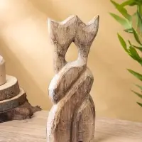 Сувенир интерьерный "Сиамские кошечки" 12х3х30 см, дерево, цв. зелёный Сувенир интерьерный "Сиамские кошечки" 12х3х30 см, дерево, цв. зелёный