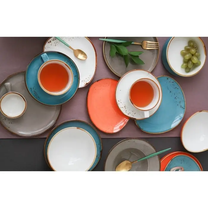 Чайная пара Magistro &laquo;Церера&raquo;, 2 предмета: чашка 250 мл, блюдце d=16.3 см, фарфор, оранжевая