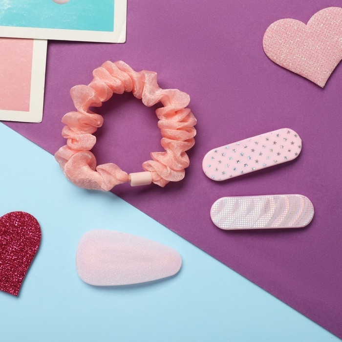 Набор для волос Набор для волос "Толиман" (1 резинка-6 см,3 невидимки- 5 см) розовый