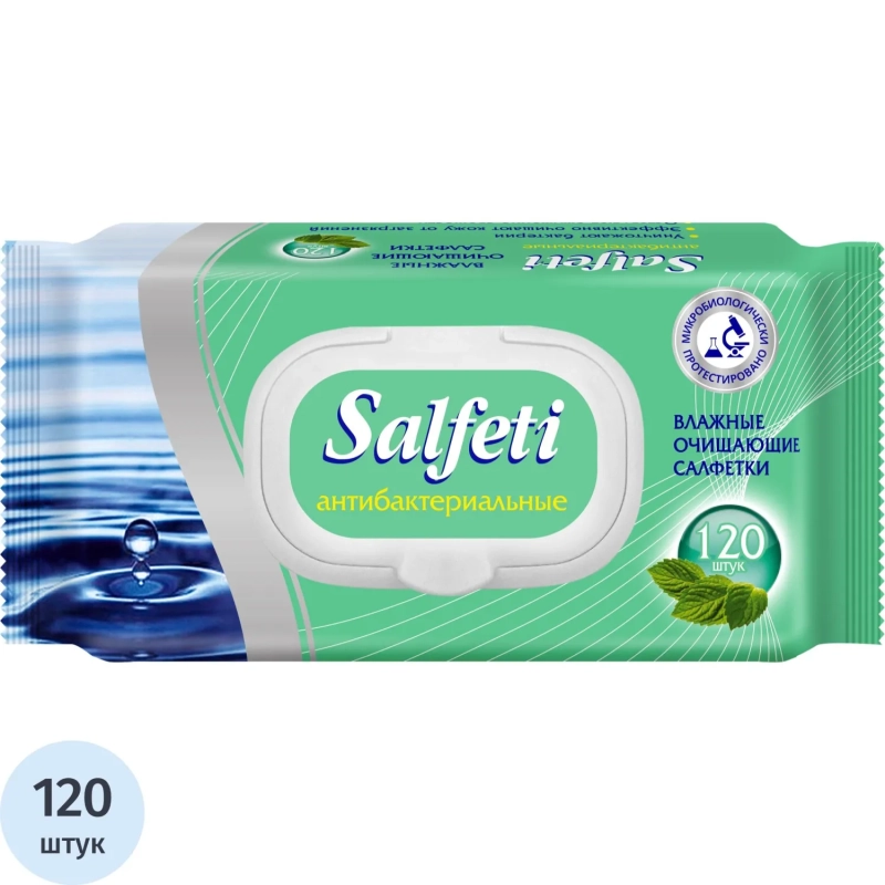 Салфетки влажные антибактериальные с клапаном Salfeti antibac №120