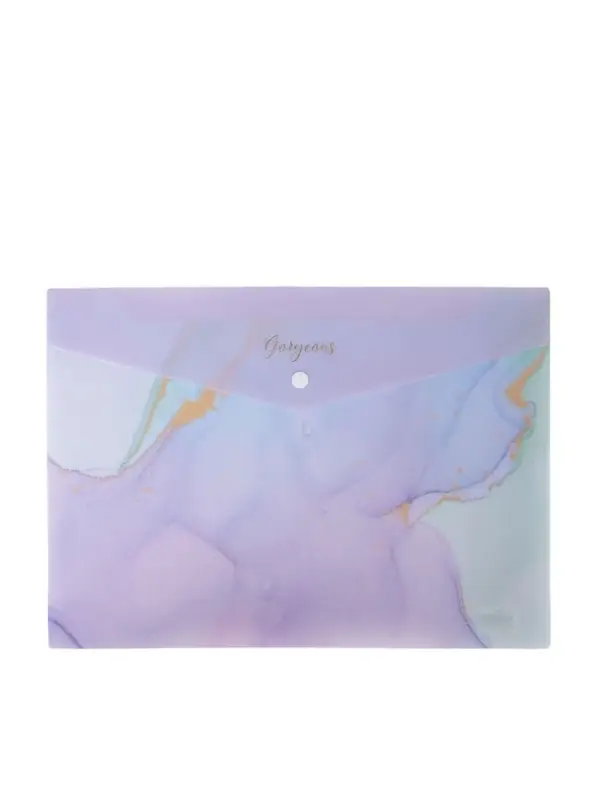 Папка-конверт на кнопке формат А4 180мкр блестящая МИКС Мрамор  (штрихкод на штуке)