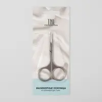 Ножницы маникюрные TNL, узкие, загнутые, 9,5 см, цвет серебристый