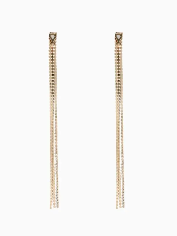 Клипсы для ушей висячие со стразами QF &laquo;Лёд&raquo;, классика, белая в золоте