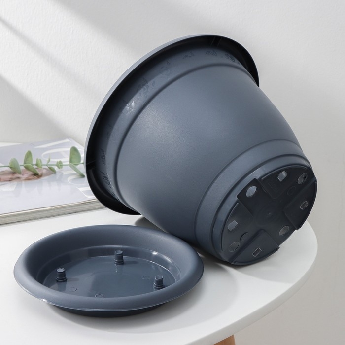 Горшок для цветов с поддоном Aphrodite, 2,9 л, d=21 см, h=16,5 см, серый Горшок для цветов с поддоном Aphrodite, 2,9 л, d=21 см, h=16,5 см, серый