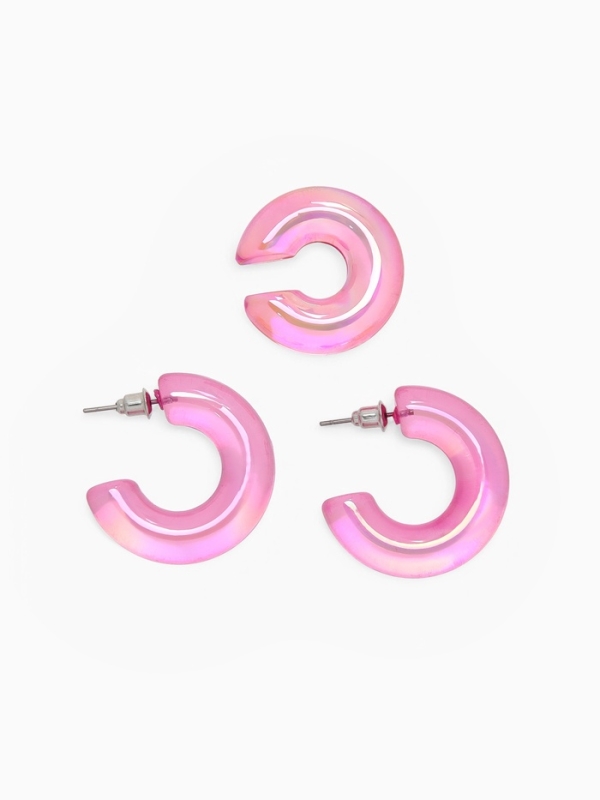 Набор серьги и каффы 3 шт «Нежность» капля, цвет розовый в серебре