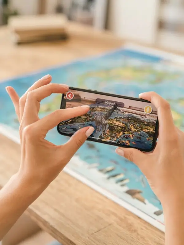 Карта Мира интерактивная, для детей &laquo;Животный и растительный мир Земли&raquo;, 101&times;69 см, ламинированная