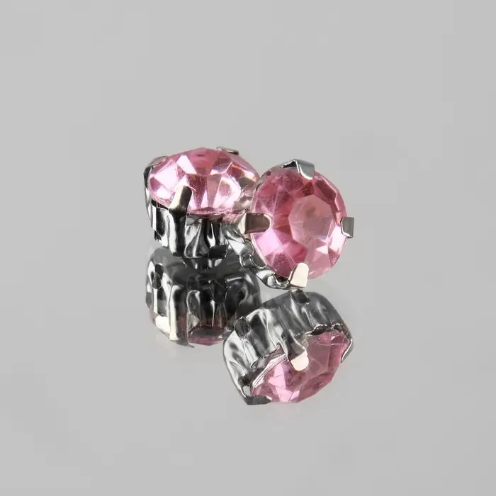 Стразы пришивные «Шатон», круглые, в оправе, d=8 мм, 20 шт., розовые Стразы пришивные «Шатон», круглые, в оправе, d=8 мм, 20 шт., розовые