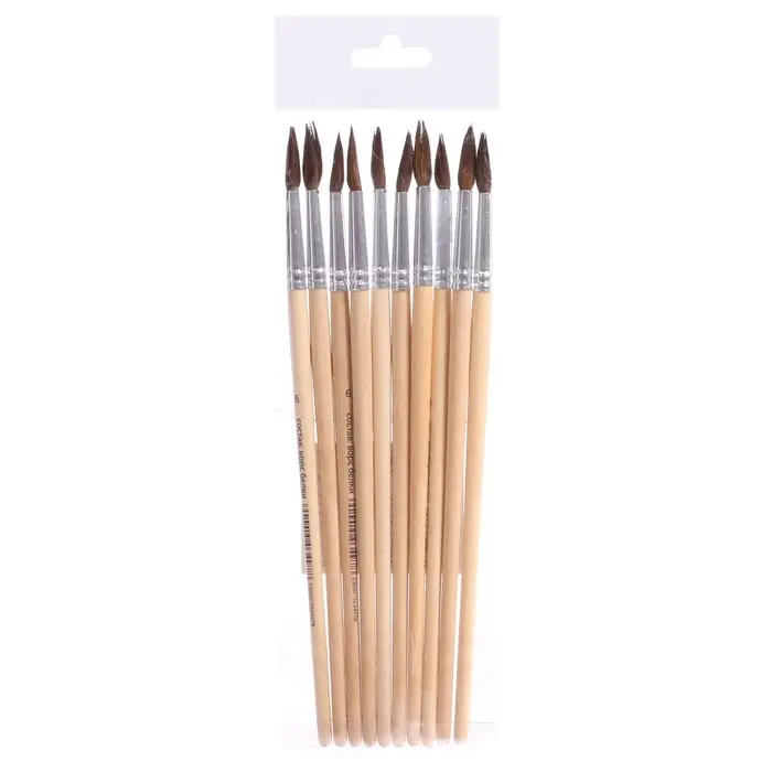 Кисть для рисования, белка, № 6, круглая, деревянная ручка, международный размер