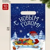 Подарочные пакеты, полиэтилен, набор 10 шт. &laquo;Праздник&raquo;, 20&times;30 см, 30 мкм