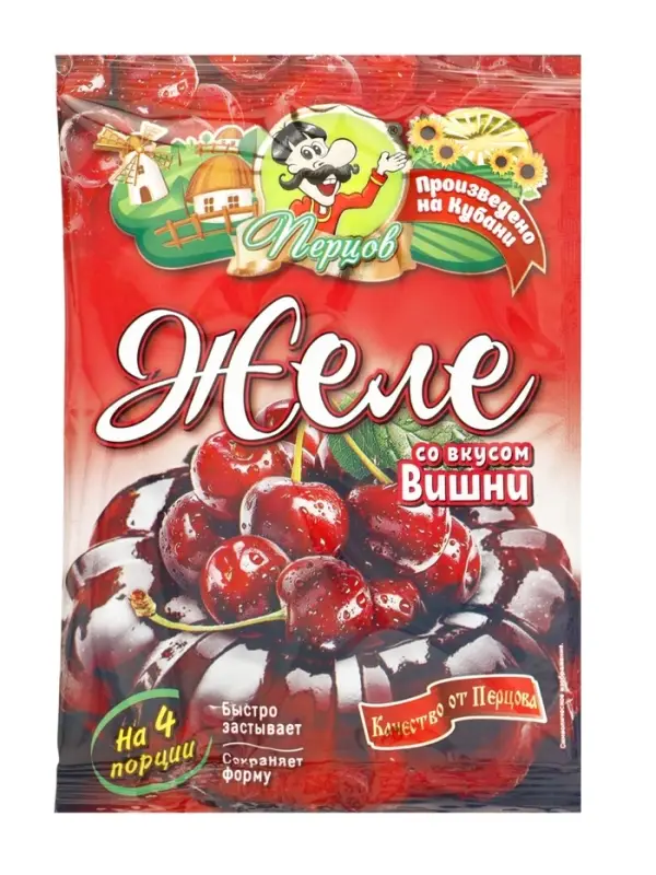 Желе со вкусом вишни, на 4 порции, 90 г