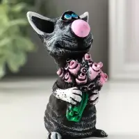 Фигурка полистоун &laquo;Кот с цветами&raquo;, 8 см