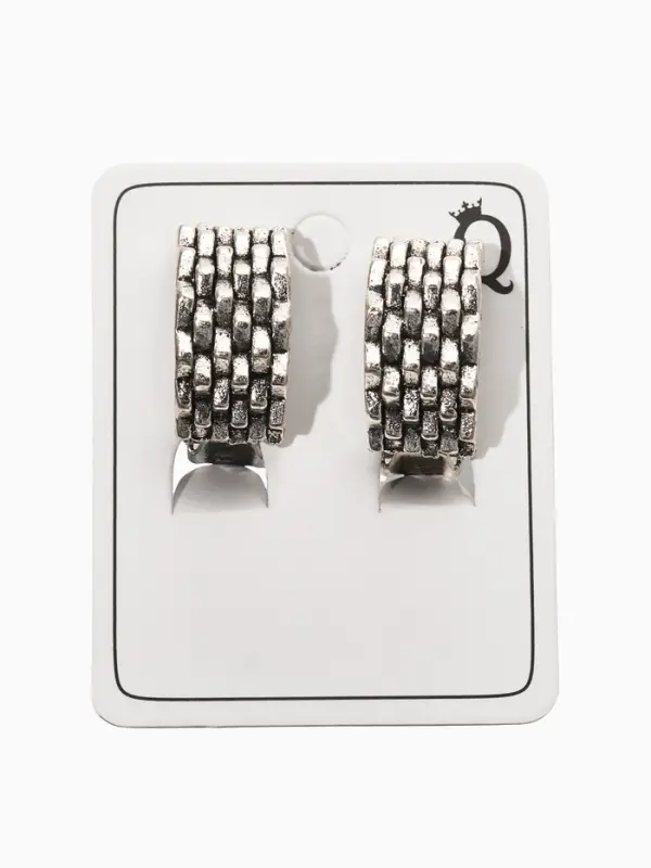 Серьги клипсы для ушей QF &laquo;Плетение&raquo;, цвет чернёное серебро