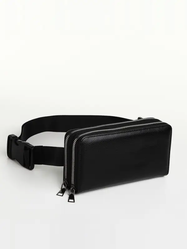 Сумка мужская на плечо TEXTURA, портмоне - клатч, чёрная