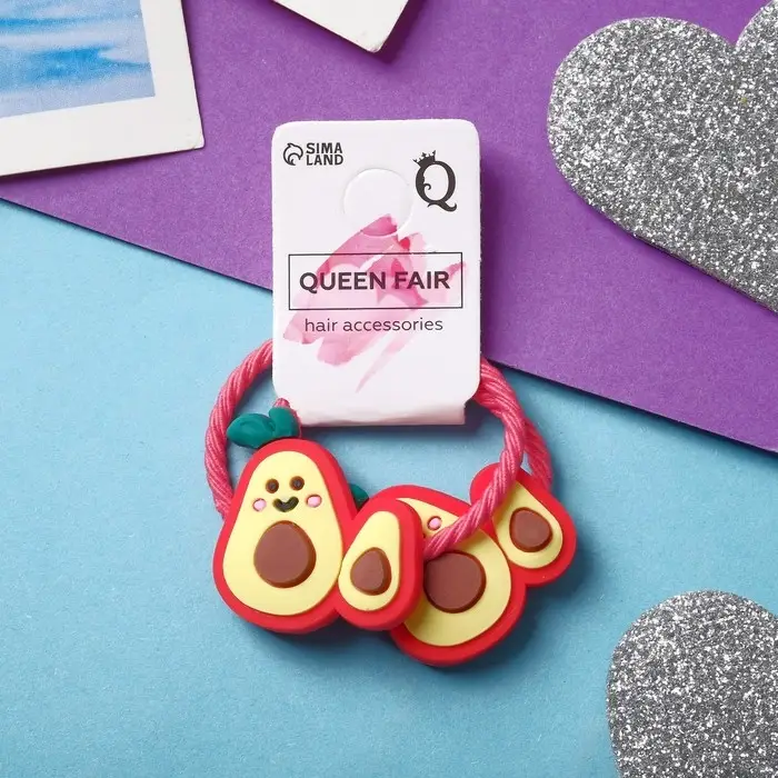 Резинка для волос Резинка для волос "Крошка" (набор 2 шт) авокадик, красный