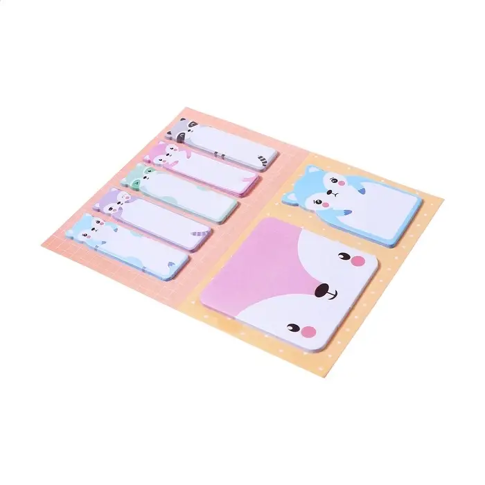 Набор фигурных бумажных закладок &laquo;Енотики&raquo;, 20 листов &times; 7 цветов, 57&times;17 мм, 60&times;60 мм, 57&times;36 мм