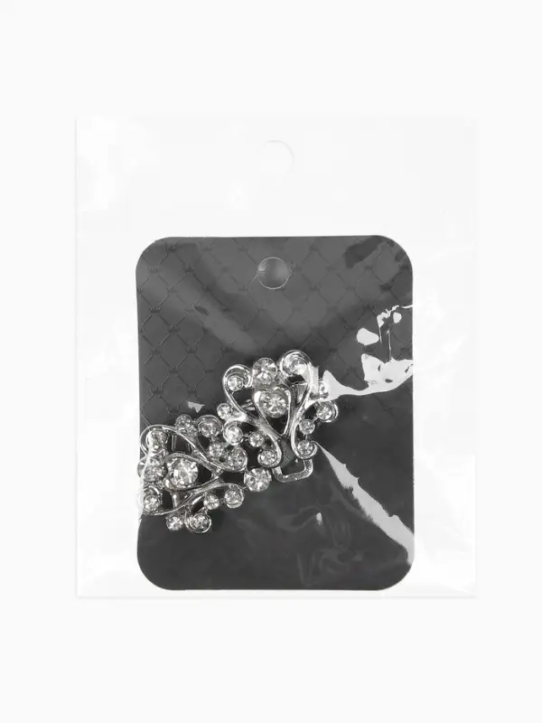 Зажим для кардигана "Ажур", завитки, цвет белый в серебре