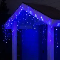 Гирлянда &laquo;Бахрома&raquo; 3&times;0.6 м, IP44, УМС, прозрачная нить, 160 LED, свечение синее, мерцание белым, 220 В
