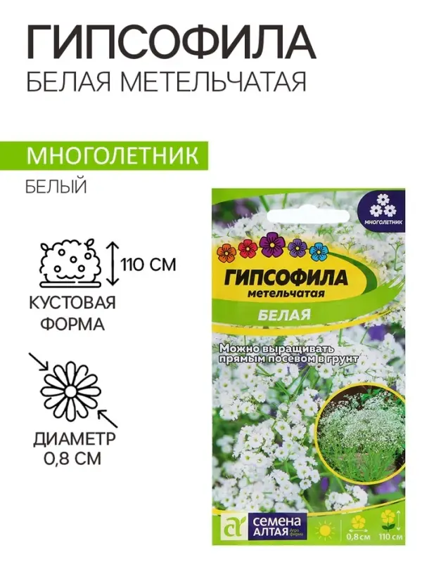 Семена Гипсофила  Семена Гипсофила "Белая метельчатая", ц/п,  0,2 гр.