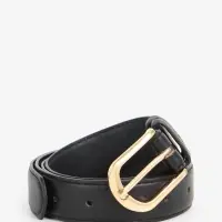 Ремень женский, 110&times;2.8 см, классическая пряжка металл, золотистая, чёрный